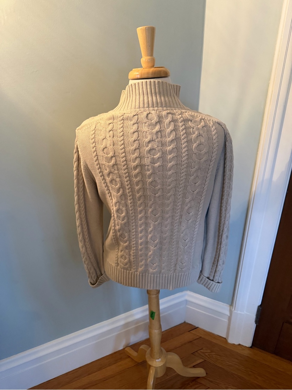 L.L.Bean Women’s Cable Knit Full Zip Cardigan Sweater Medium Petite - Picture 6 of 8